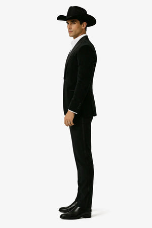 Western Suit - Trajes Para Hombres - Cowboy Formal Attire - Trajes De Novio - Black Matte Shawl Lapel