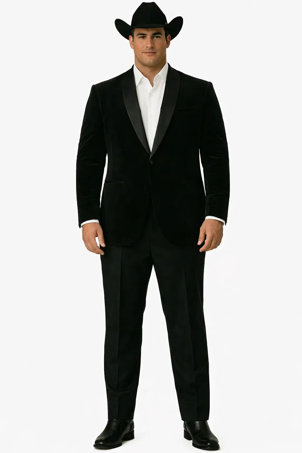 Western Suit - Trajes Para Hombres - Cowboy Formal Attire - Trajes De Novio - Black Matte Shawl Lapel