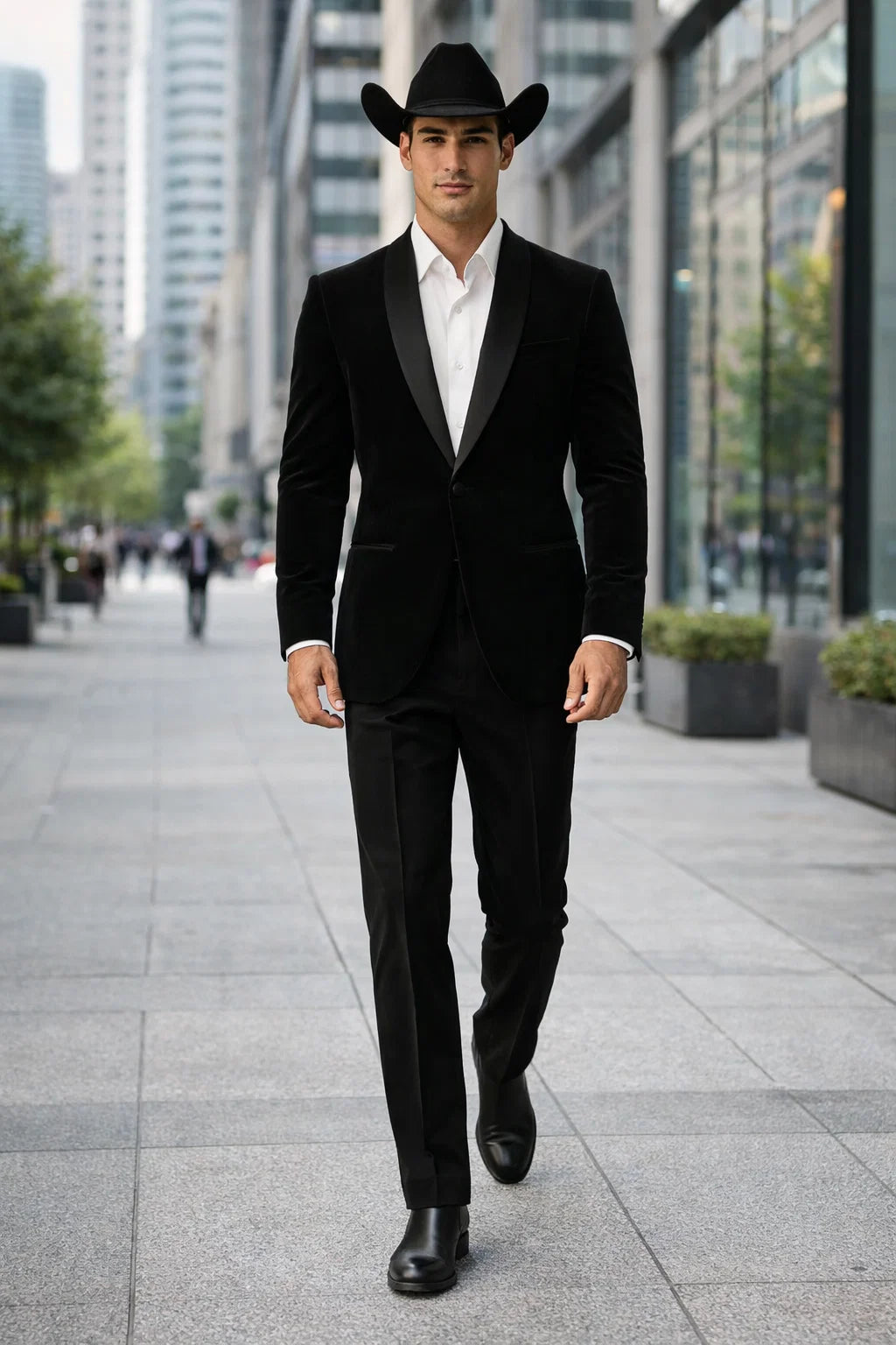 Western Suit - Trajes Para Hombres - Cowboy Formal Attire - Trajes De Novio - Black Matte Shawl Lapel