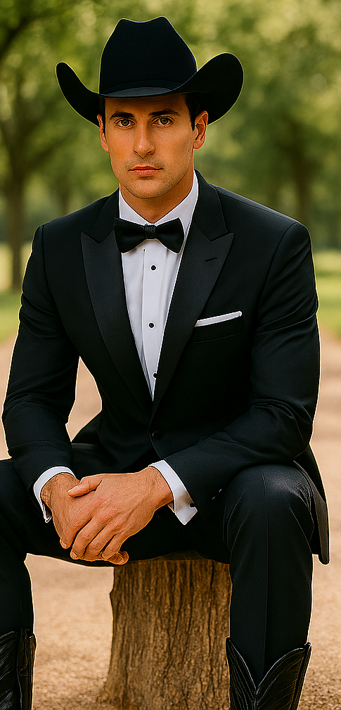 Western Suit - Trajes Para Hombres  - Cowboy Formal Attire - Trajes De Novio Black Single Breasted