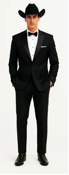 Western Suit - Trajes Para Hombres  - Cowboy Formal Attire - Trajes De Novio Black Single Breasted