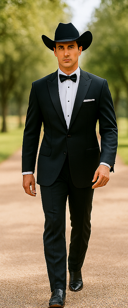Western Suit - Trajes Para Hombres  - Cowboy Formal Attire - Trajes De Novio Black Single Breasted