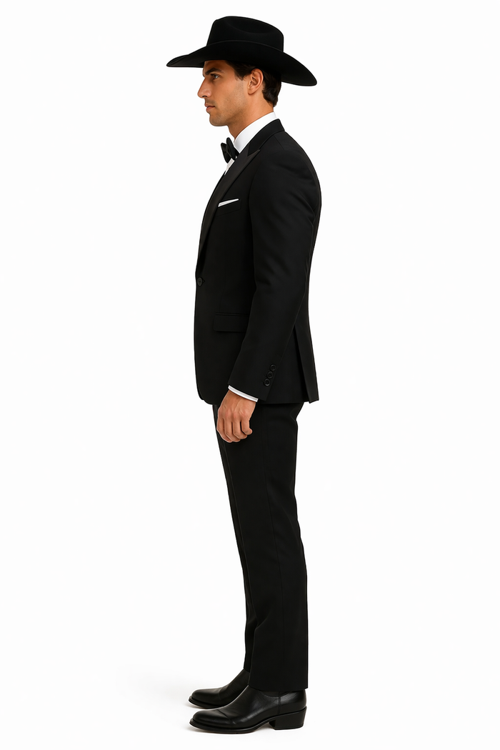 Western Suit - Trajes Para Hombres  - Cowboy Formal Attire - Trajes De Novio Black Single Breasted