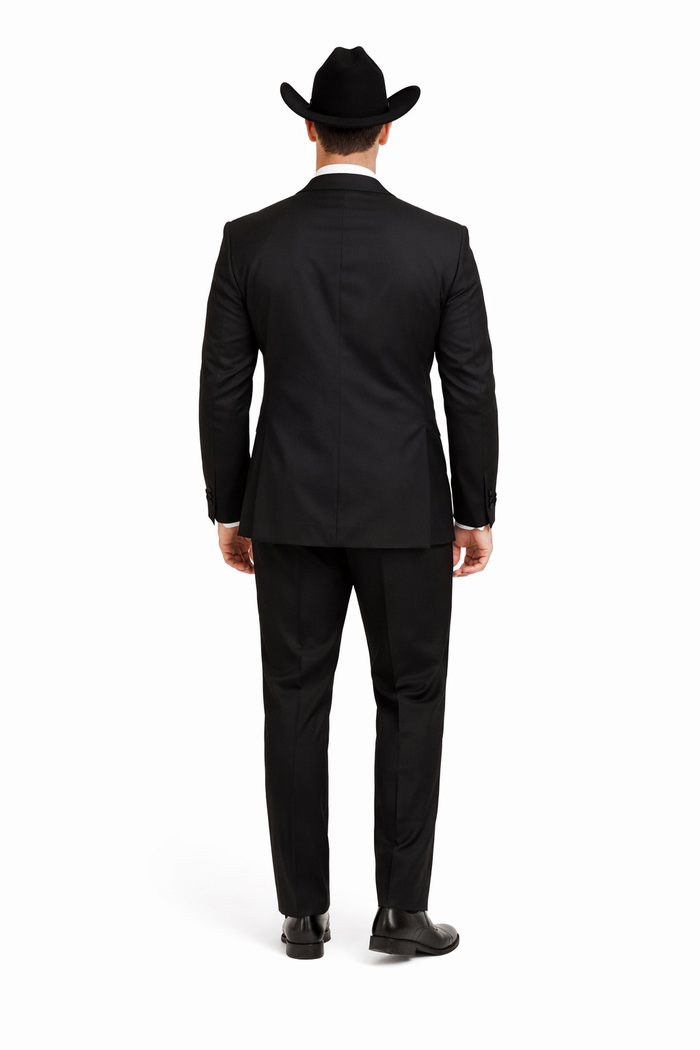 Western Suit - Trajes Para Hombres  - Cowboy Formal Attire - Trajes De Novio Black Single Breasted