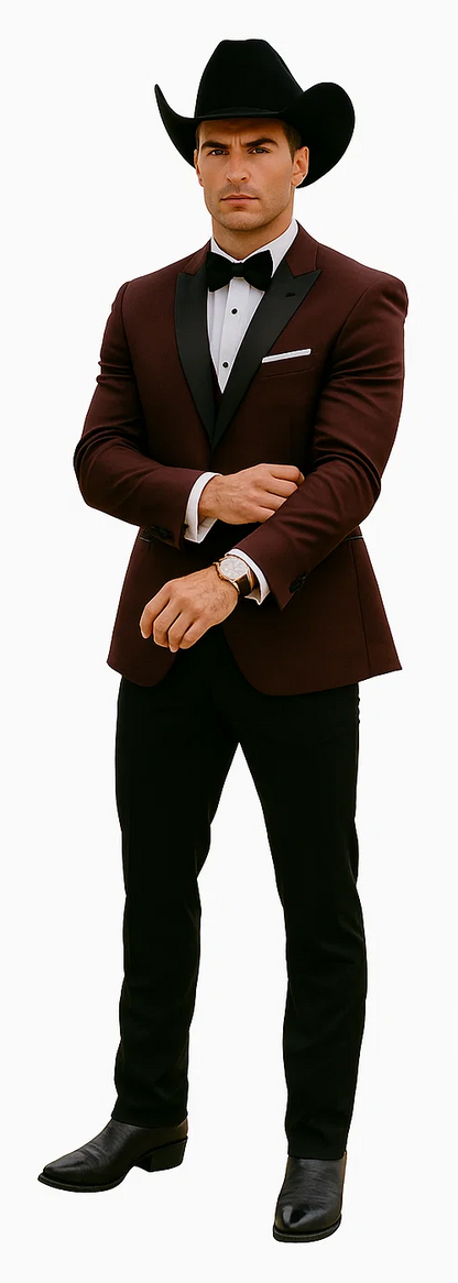 Western Suit - Trajes Para Hombres - Cowboy Formal Attire - Trajes De Novio - Burgundy