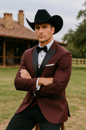Western Suit - Trajes Para Hombres - Cowboy Formal Attire - Trajes De Novio - Burgundy