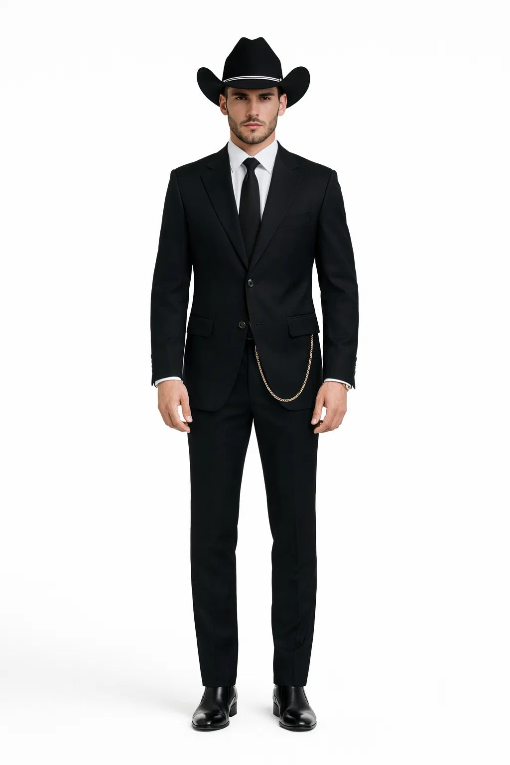 Western Suit - Trajes Para Hombres - Cowboy Formal Attire - Trajes De Novio - Four Button Black Suit