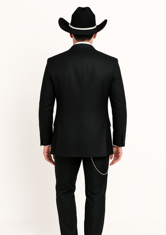 Western Suit - Trajes Para Hombres - Cowboy Formal Attire - Trajes De Novio - Four Button Black Suit