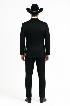 Western Suit - Trajes Para Hombres - Cowboy Formal Attire - Trajes De Novio - Four Button Black Suit