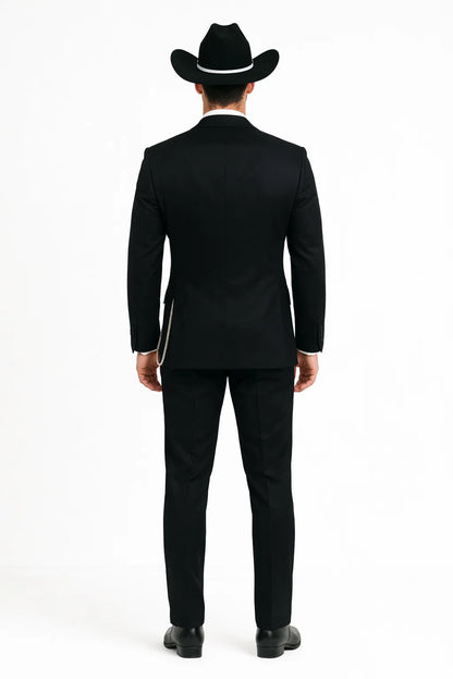 Western Suit - Trajes Para Hombres - Cowboy Formal Attire - Trajes De Novio - Four Button Black Suit