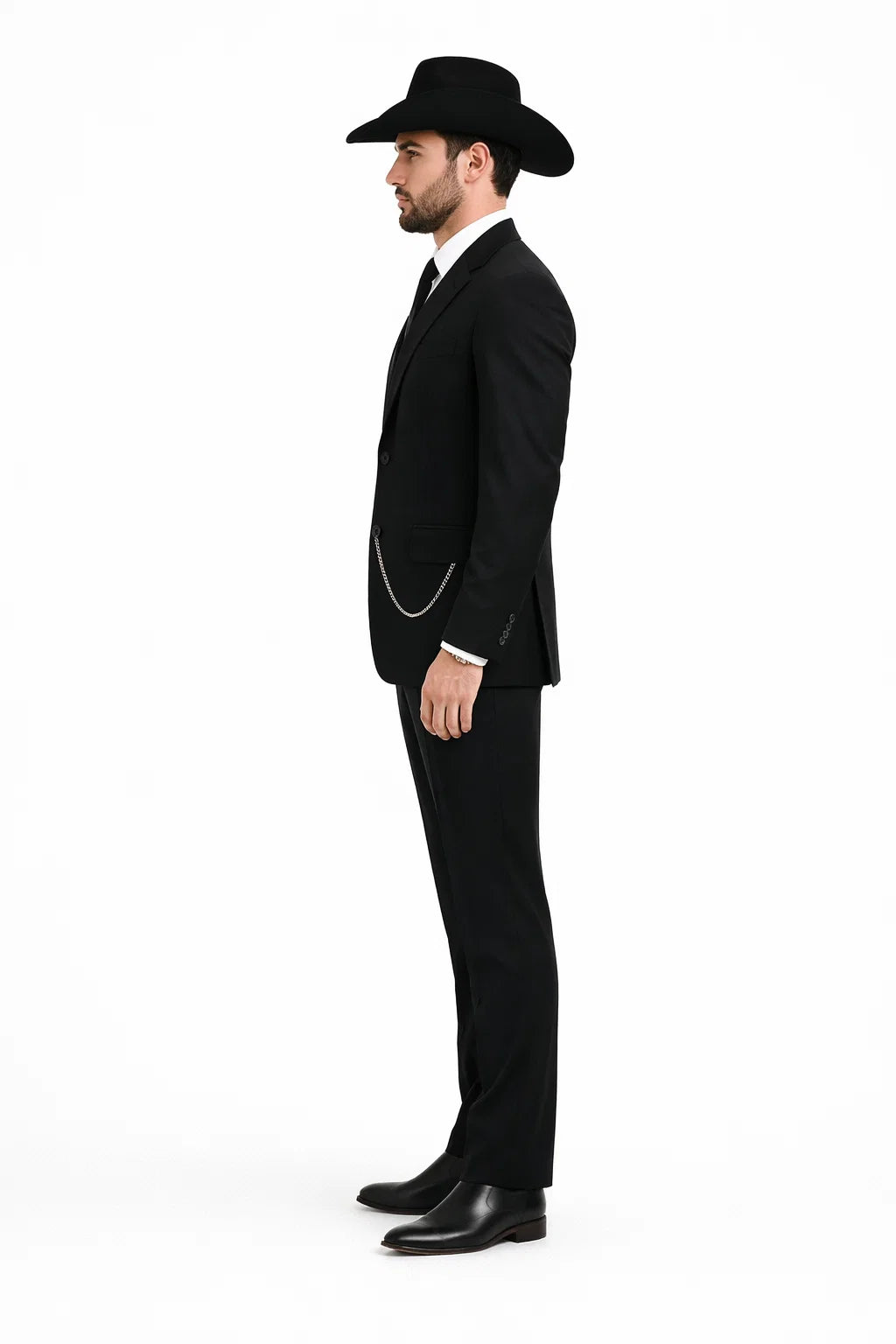 Western Suit - Trajes Para Hombres - Cowboy Formal Attire - Trajes De Novio - Four Button Black Suit