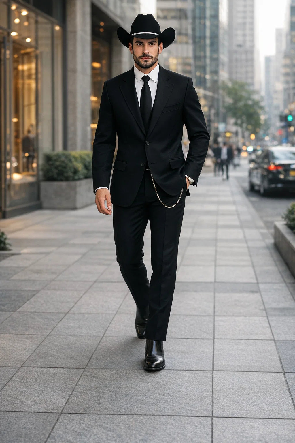 Western Suit - Trajes Para Hombres - Cowboy Formal Attire - Trajes De Novio - Four Button Black Suit