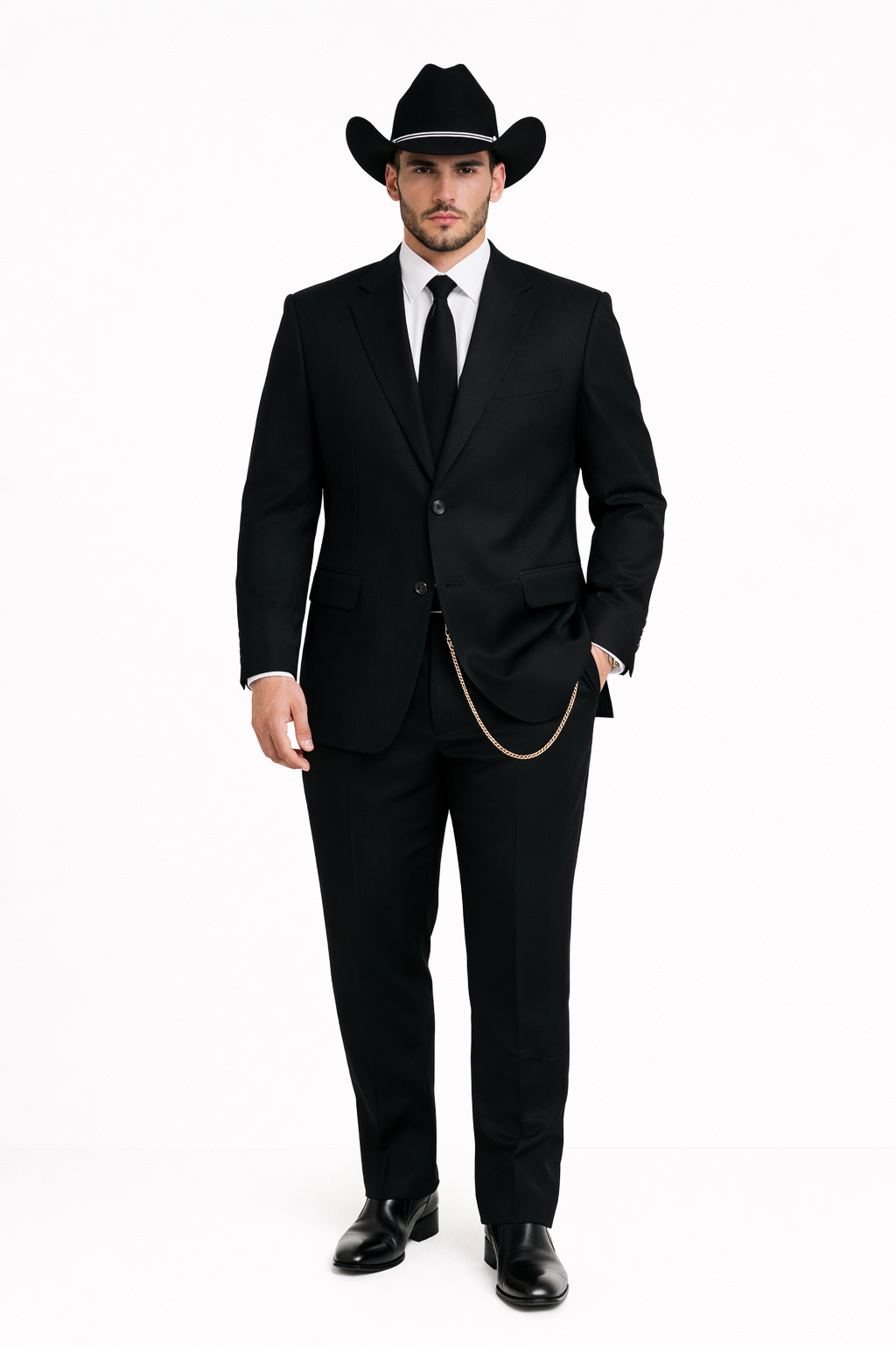 Western Suit - Trajes Para Hombres - Cowboy Formal Attire - Trajes De Novio - Four Button Black Suit