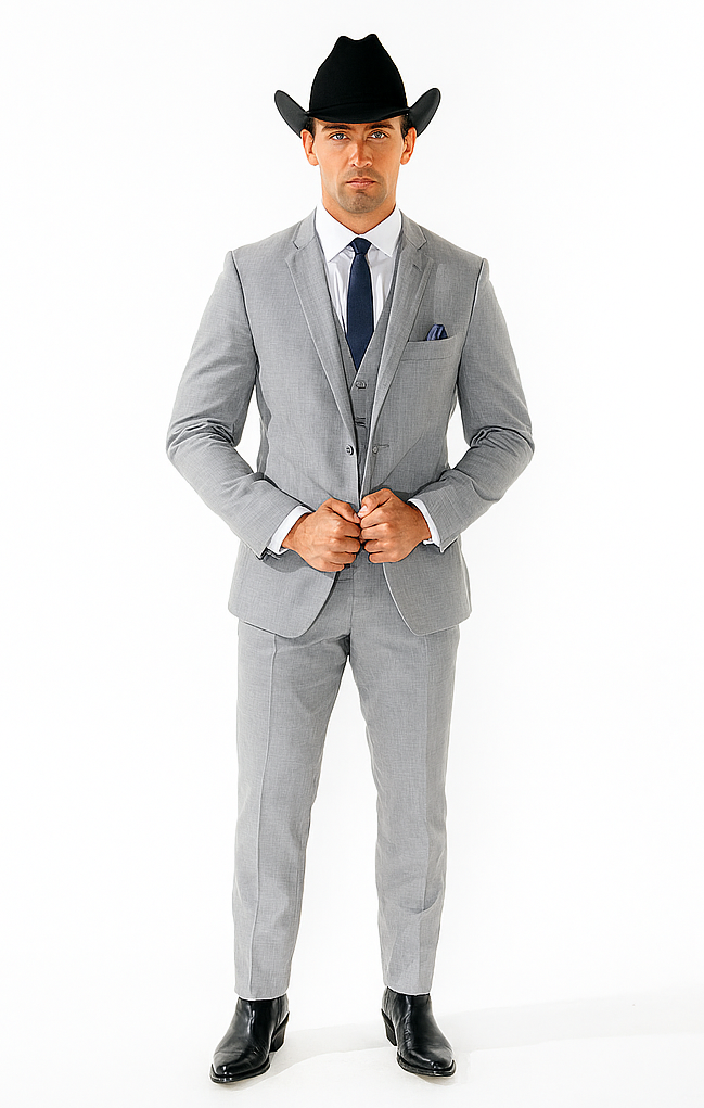 Western Suit - Trajes Para Hombres - Cowboy Formal Attire - Trajes De Novio - Grey