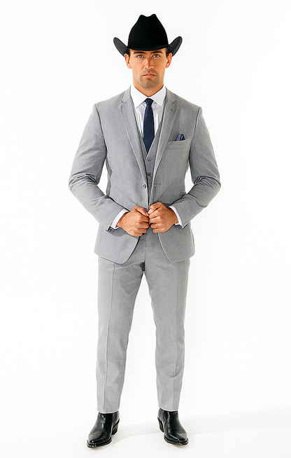 Western Suit - Trajes Para Hombres - Cowboy Formal Attire - Trajes De Novio - Grey