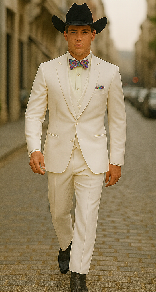 Western Suit - Trajes Para Hombres - Cowboy Formal Attire - Trajes De Novio - Ivory