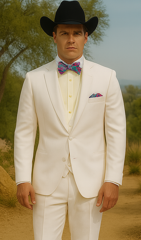 Western Suit - Trajes Para Hombres - Cowboy Formal Attire - Trajes De Novio - Ivory