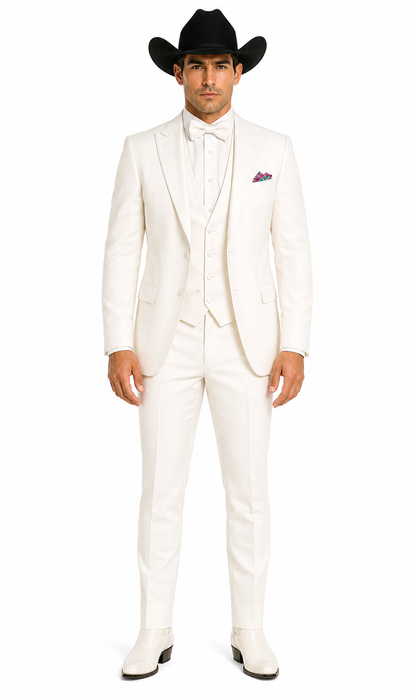 Western Suit - Trajes Para Hombres - Cowboy Formal Attire - Trajes De Novio - Ivory