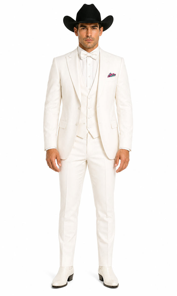 Western Suit - Trajes Para Hombres - Cowboy Formal Attire - Trajes De Novio - Ivory