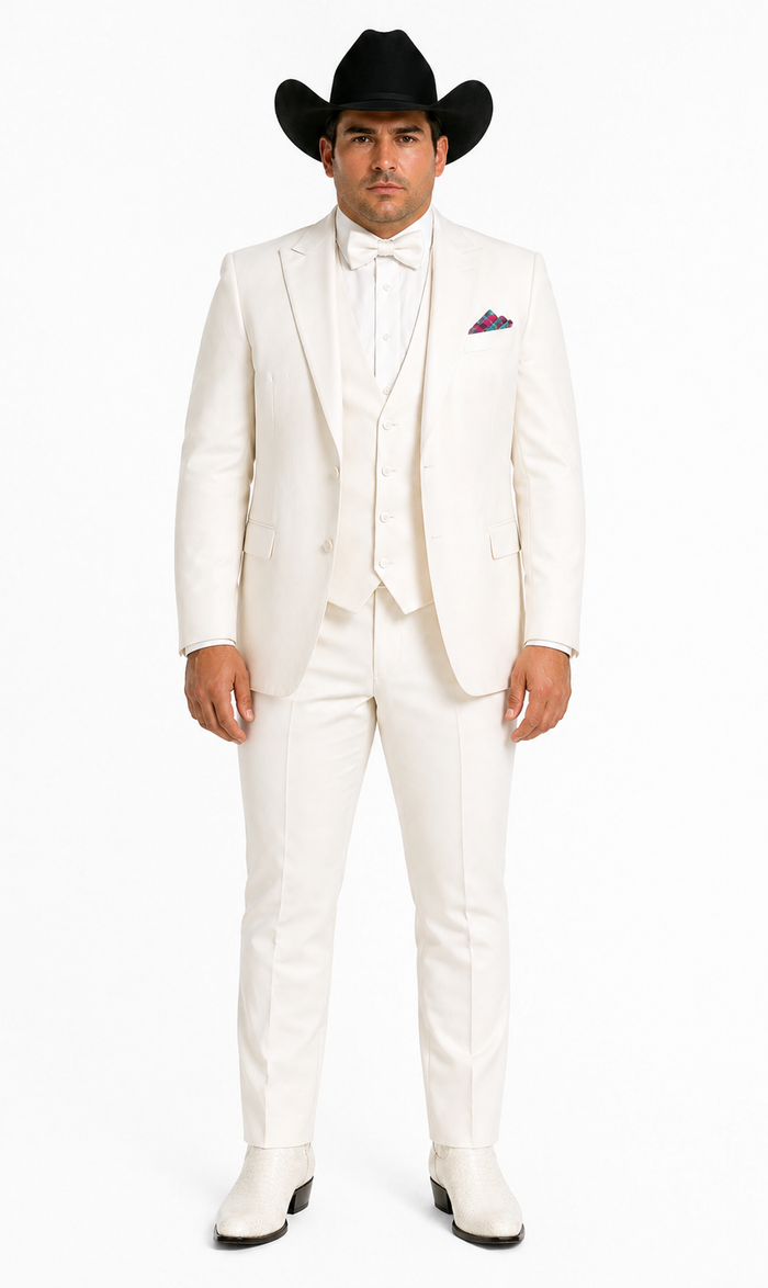 Western Suit - Trajes Para Hombres - Cowboy Formal Attire - Trajes De Novio - Ivory