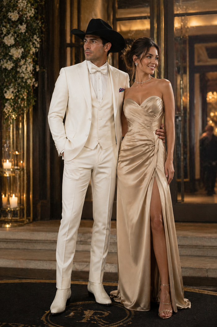 Western Suit - Trajes Para Hombres - Cowboy Formal Attire - Trajes De Novio - Ivory
