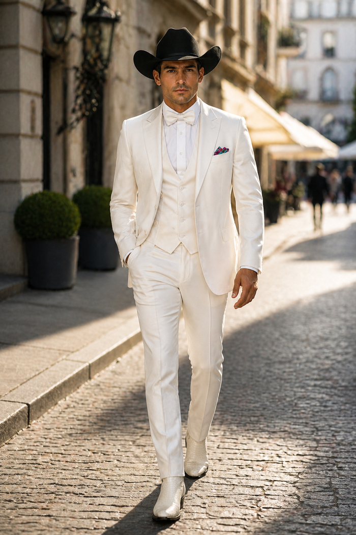 Western Suit - Trajes Para Hombres - Cowboy Formal Attire - Trajes De Novio - Ivory