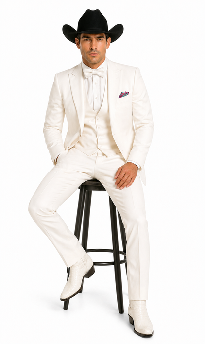 Western Suit - Trajes Para Hombres - Cowboy Formal Attire - Trajes De Novio - Ivory