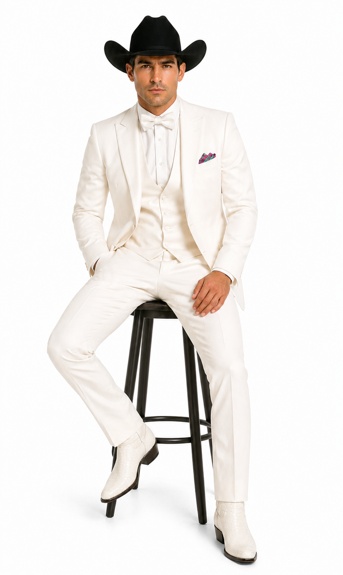 Western Suit - Trajes Para Hombres - Cowboy Formal Attire - Trajes De Novio - Ivory