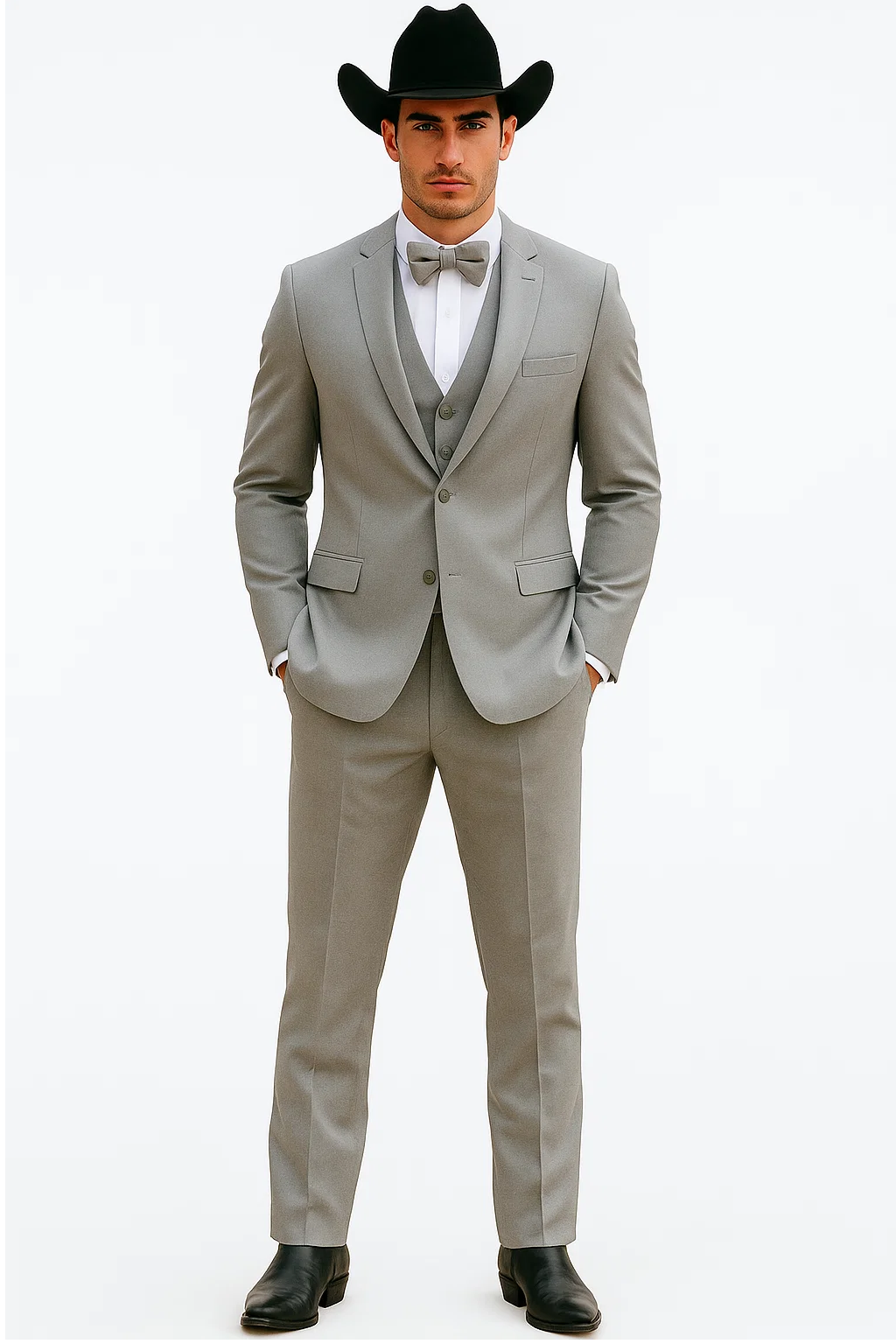 Western Suit - Trajes Para Hombres - Cowboy Formal Attire - Trajes De Novio - Light Gray