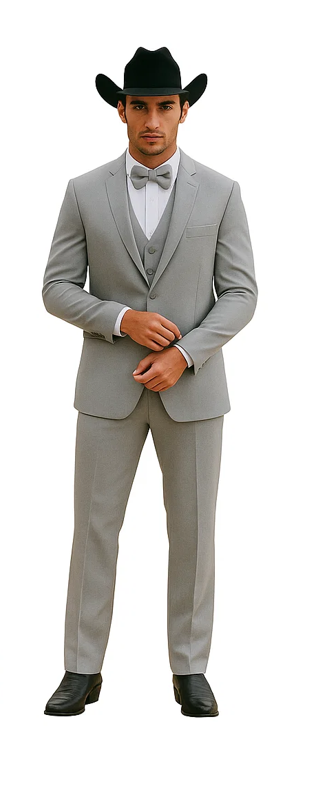 Western Suit - Trajes Para Hombres - Cowboy Formal Attire - Trajes De Novio - Light Gray