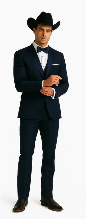 Western Suit - Trajes Para Hombres - Cowboy Formal Attire - Trajes De Novio - Navy