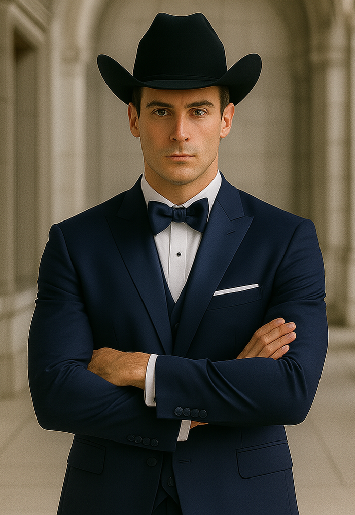 Western Suit - Trajes Para Hombres - Cowboy Formal Attire - Trajes De Novio - Navy
