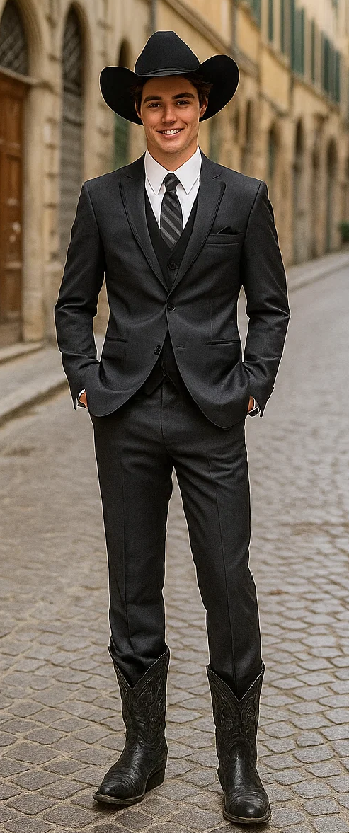 Western Suit - Trajes Para Hombres - Cowboy Formal Attire - Trajes De Novio - Notch Lapel Single Breasted Grey Suit