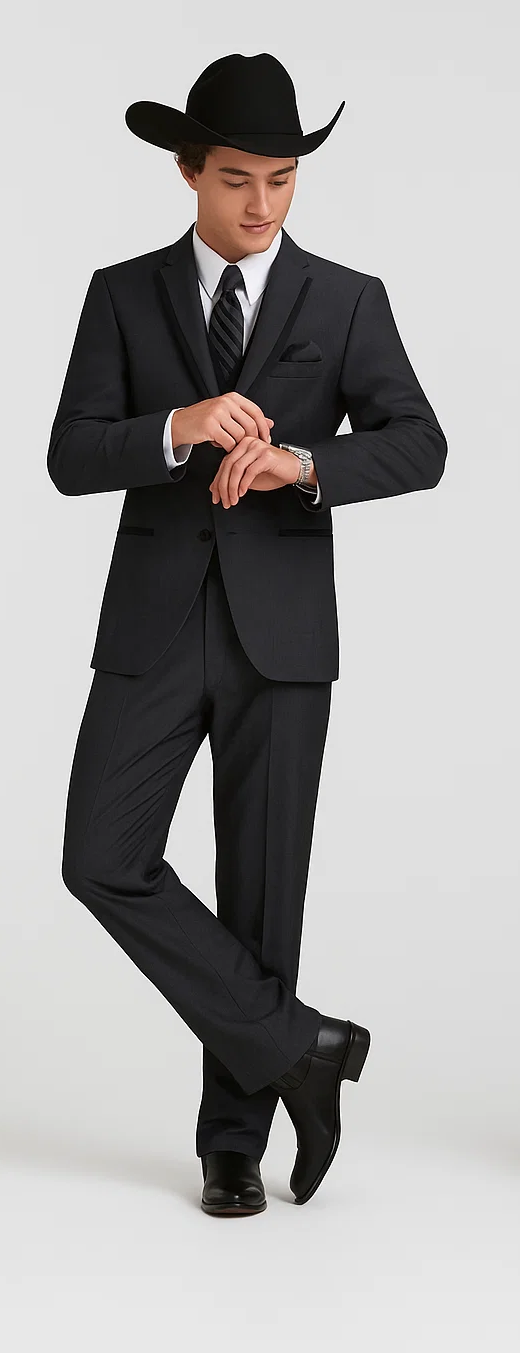 Western Suit - Trajes Para Hombres - Cowboy Formal Attire - Trajes De Novio - Notch Lapel Single Breasted Grey Suit