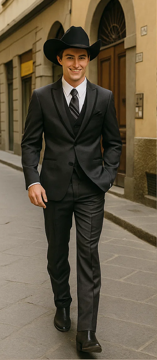 Western Suit - Trajes Para Hombres - Cowboy Formal Attire - Trajes De Novio - Notch Lapel Single Breasted Grey Suit