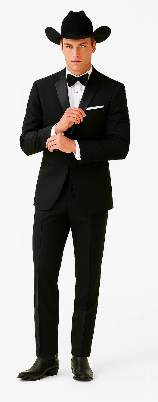Western Suit - Trajes Para Hombres - Cowboy Formal Attire - Trajes De Novio Notch Lapels - Black