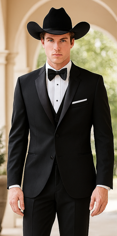 Western Suit - Trajes Para Hombres - Cowboy Formal Attire - Trajes De Novio Notch Lapels - Black
