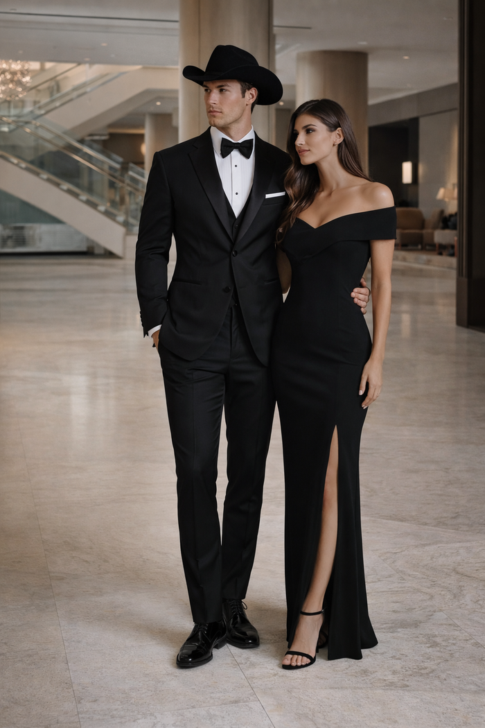 Western Suit - Trajes Para Hombres - Cowboy Formal Attire - Trajes De Novio Notch Lapels - Black