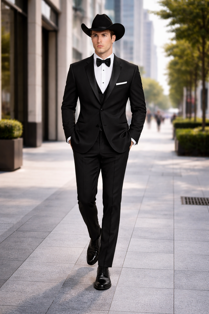 Western Suit - Trajes Para Hombres - Cowboy Formal Attire - Trajes De Novio Notch Lapels - Black