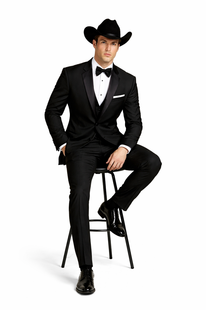 Western Suit - Trajes Para Hombres - Cowboy Formal Attire - Trajes De Novio Notch Lapels - Black