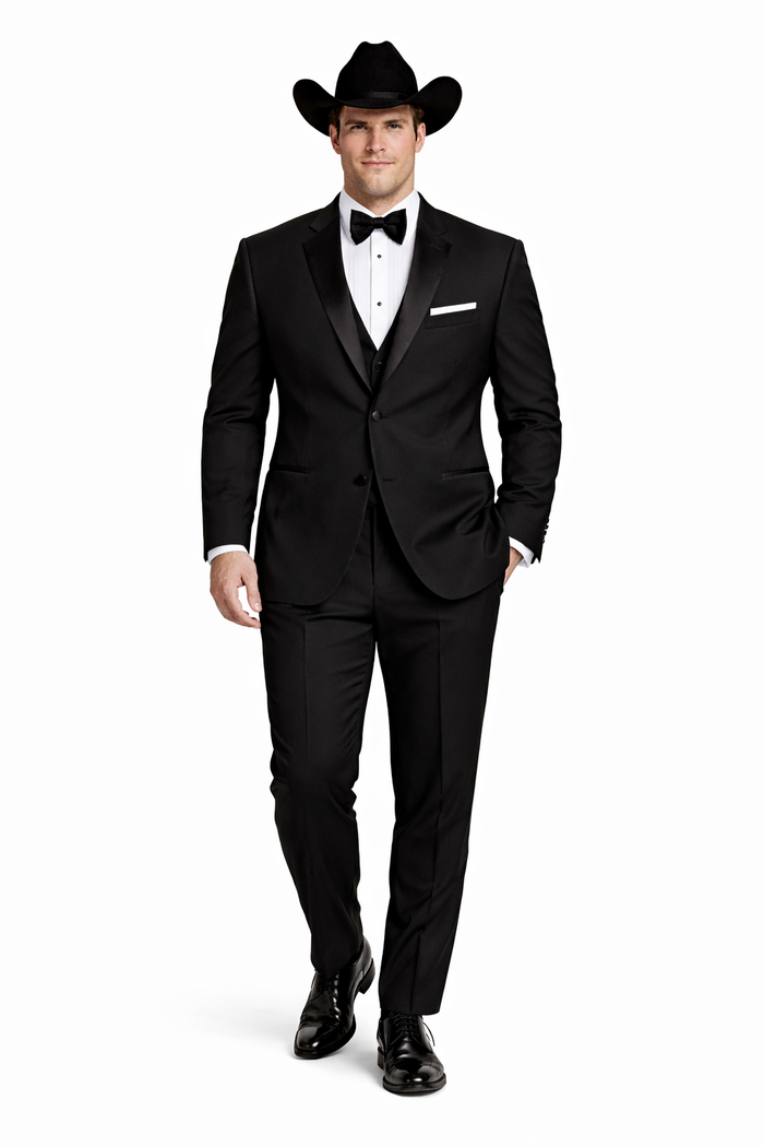 Western Suit - Trajes Para Hombres - Cowboy Formal Attire - Trajes De Novio Notch Lapels - Black