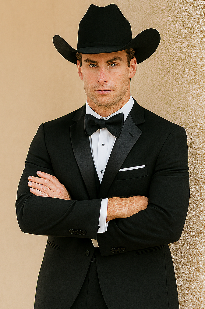 Western Suit - Trajes Para Hombres - Cowboy Formal Attire - Trajes De Novio Notch Lapels - Black