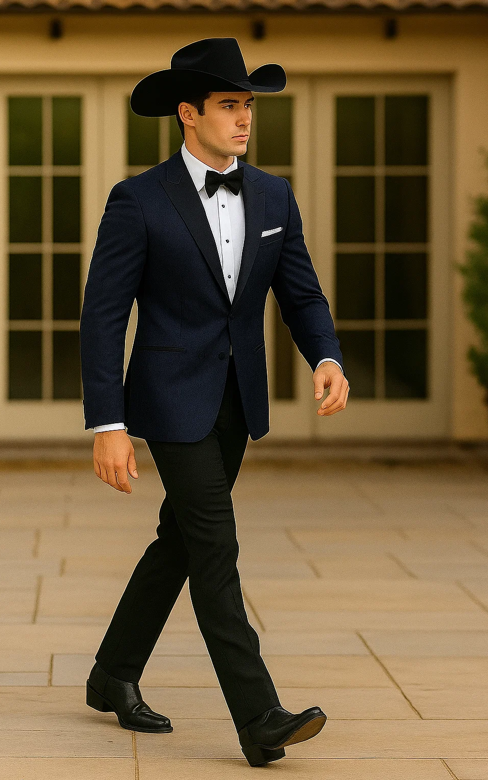 Western Suit - Trajes Para Hombres - Cowboy Formal Attire - Trajes De Novio - Peak Lapel Single Breasted Blue Suit