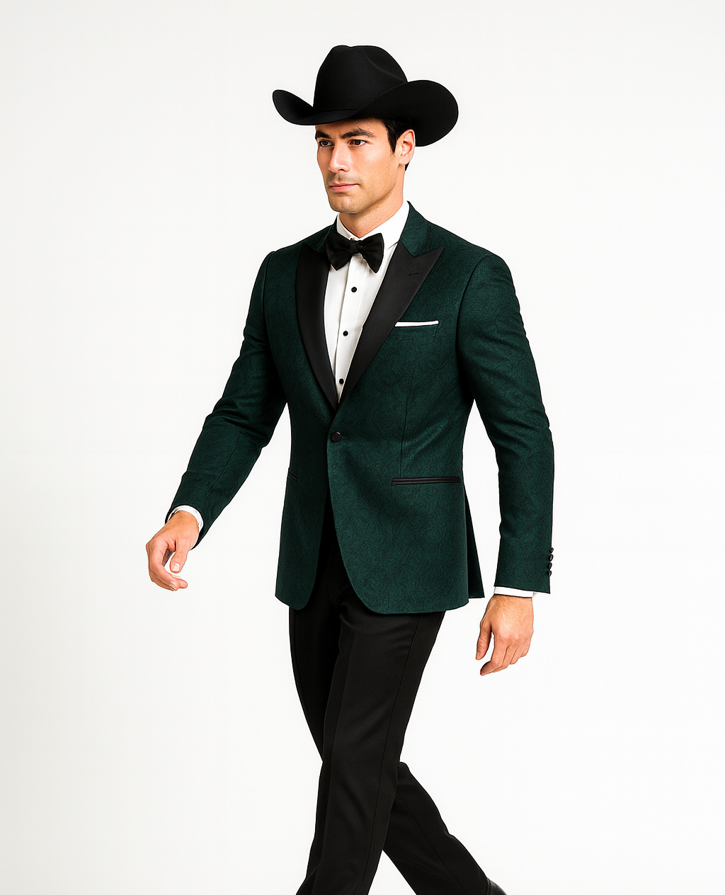 Western Suit - Trajes Para Hombres - Cowboy Formal Attire - Trajes De Novio - Peak Lapel Single Breasted Green Suit