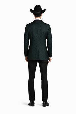 Western Suit - Trajes Para Hombres - Cowboy Formal Attire - Trajes De Novio - Peak Lapel Single Breasted Green Suit