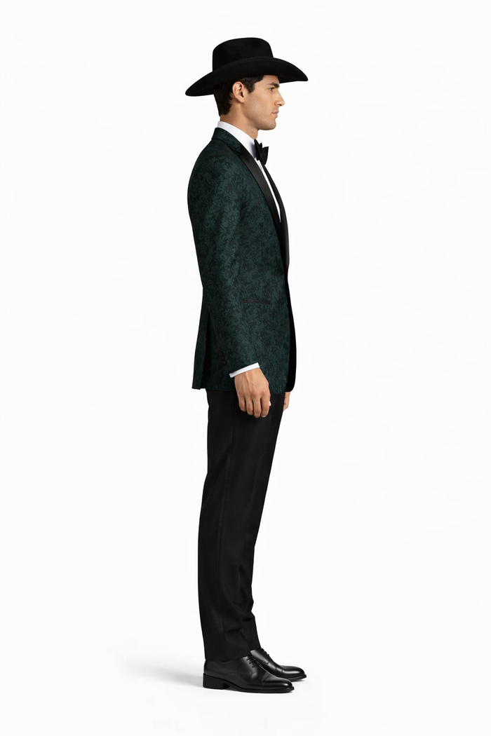 Western Suit - Trajes Para Hombres - Cowboy Formal Attire - Trajes De Novio - Peak Lapel Single Breasted Green Suit