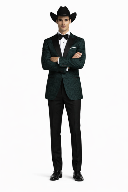 Men's Western Suit, Peak Lapel Single Breasted, Green Neon