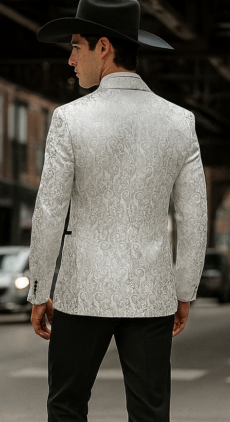 Western Suit - Trajes Para Hombres - Cowboy Formal Attire - Trajes De Novio - Peak Lapel Single Breasted White Suit