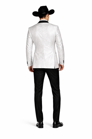 Western Suit - Trajes Para Hombres - Cowboy Formal Attire - Trajes De Novio - Peak Lapel Single Breasted White Suit