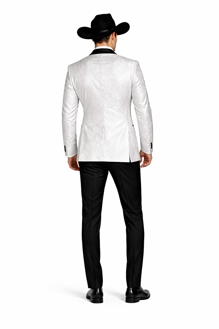 Western Suit - Trajes Para Hombres - Cowboy Formal Attire - Trajes De Novio - Peak Lapel Single Breasted White Suit
